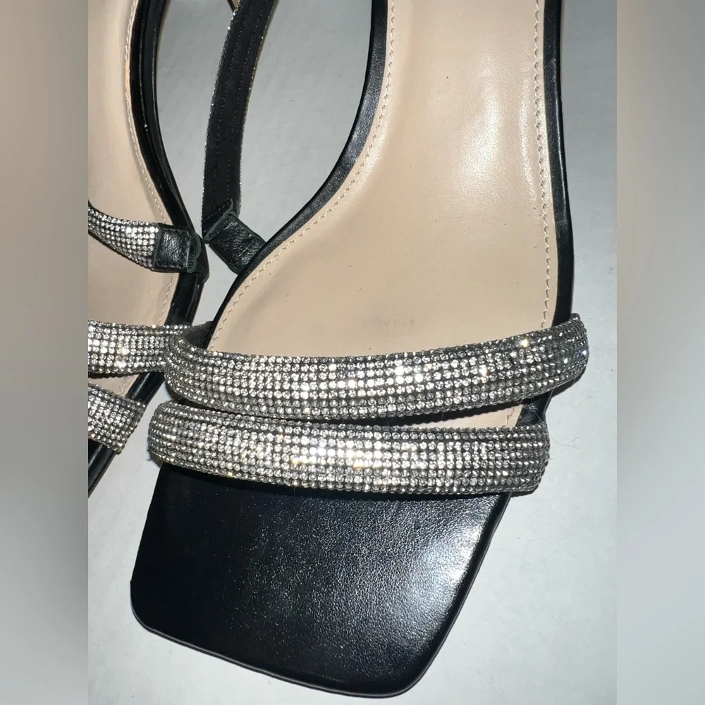 Vince Camuto Arklin Black and Silver Strappy Heels - Picture 8 of 16